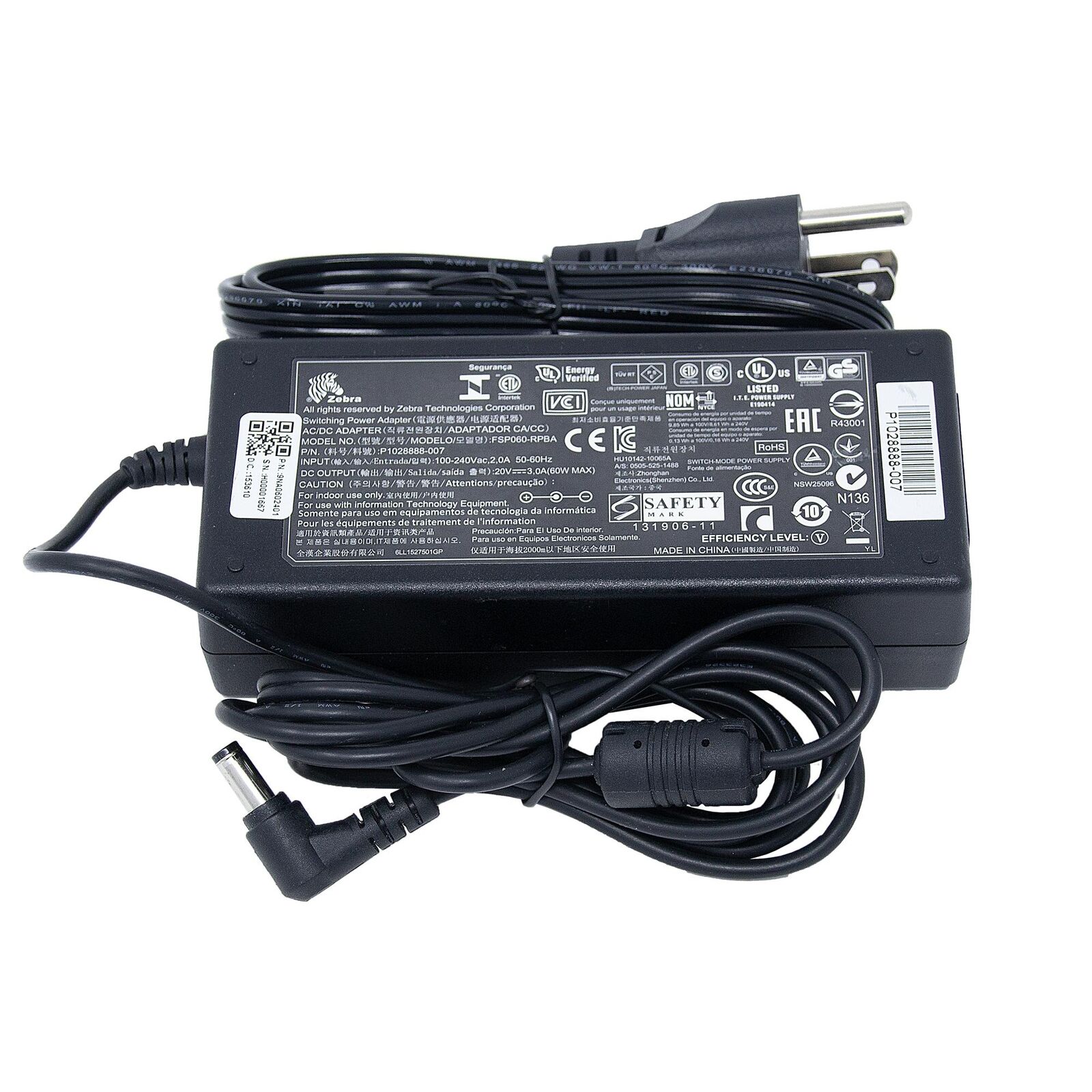*Brand NEW*Genuine Original ZEBRA FSP060-RPBA 20V 3A 60W AC Power Adapter Charger Power Supply